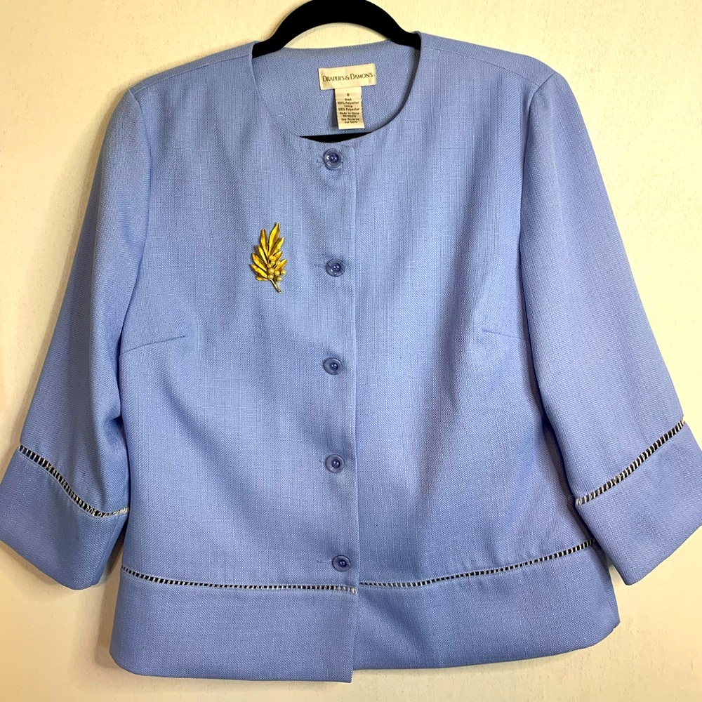 Draper's and Damon's Pale Blue Vintage Retro Business Suit Jacket Blazer